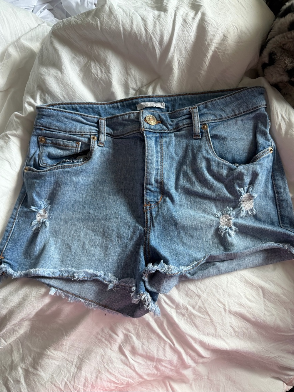 STS Blue Aubrey High-Rise Light Blue Distressed Denim Shorts